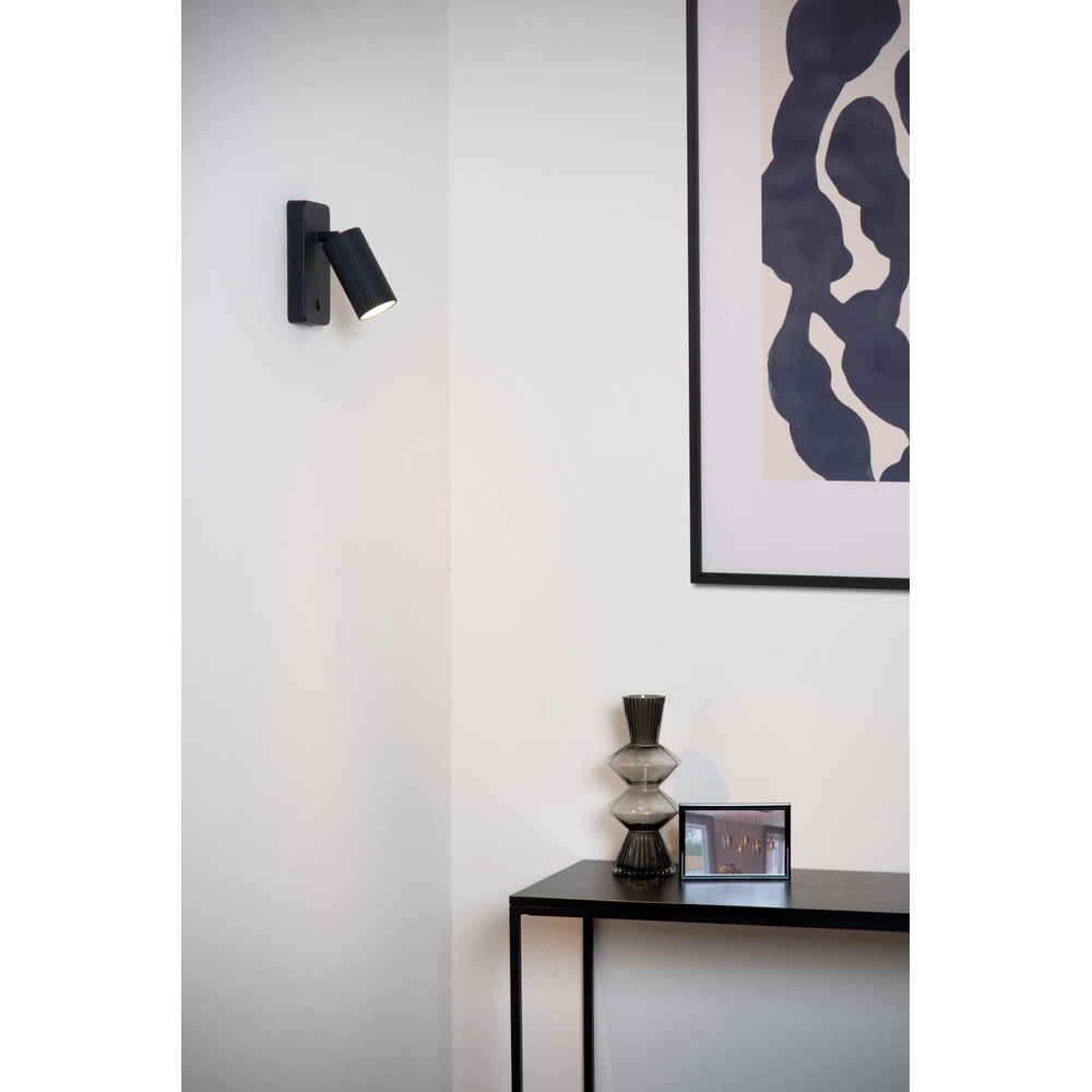 Bedside lamp Clubs Black with switch Lucide 5411212093400