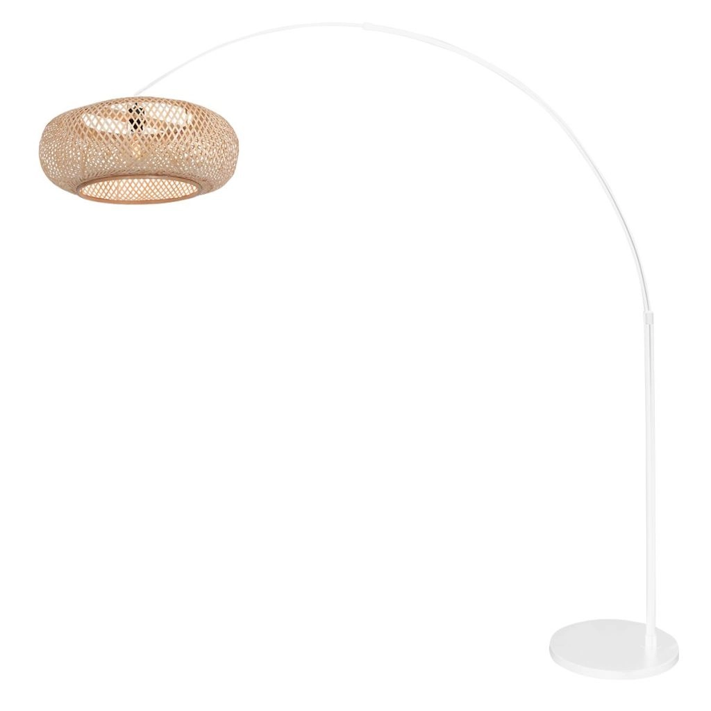 White arc lamp Maze Naturel with rattan hood Steinhauer 8712746185812