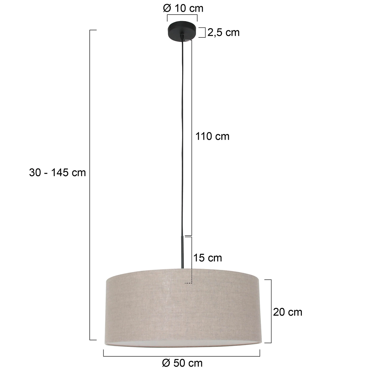 Hanging lamp Sparkled 50cm with taupe shade Steinhauer 8712746146257