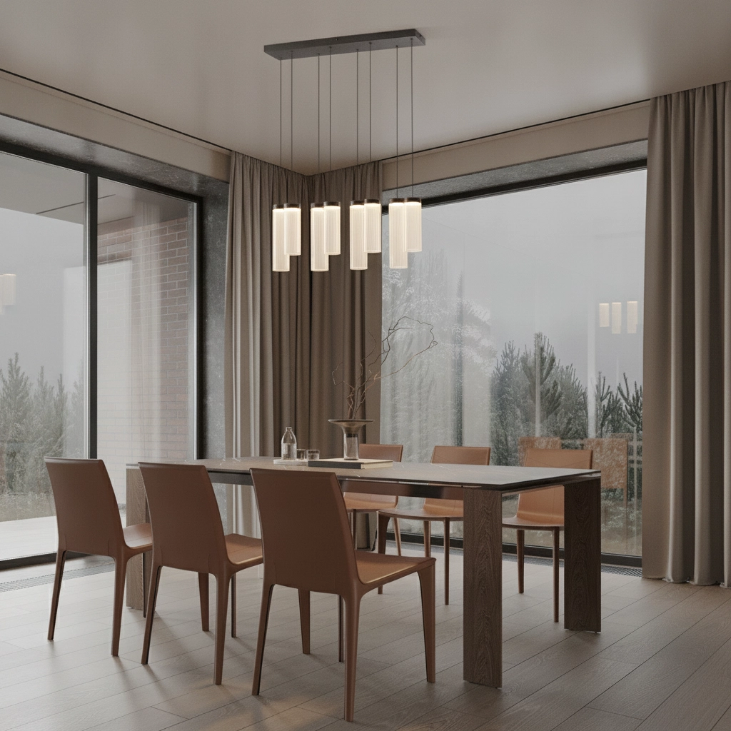Design pendant lamp Brielle anthracite with mocha glass 8-lights