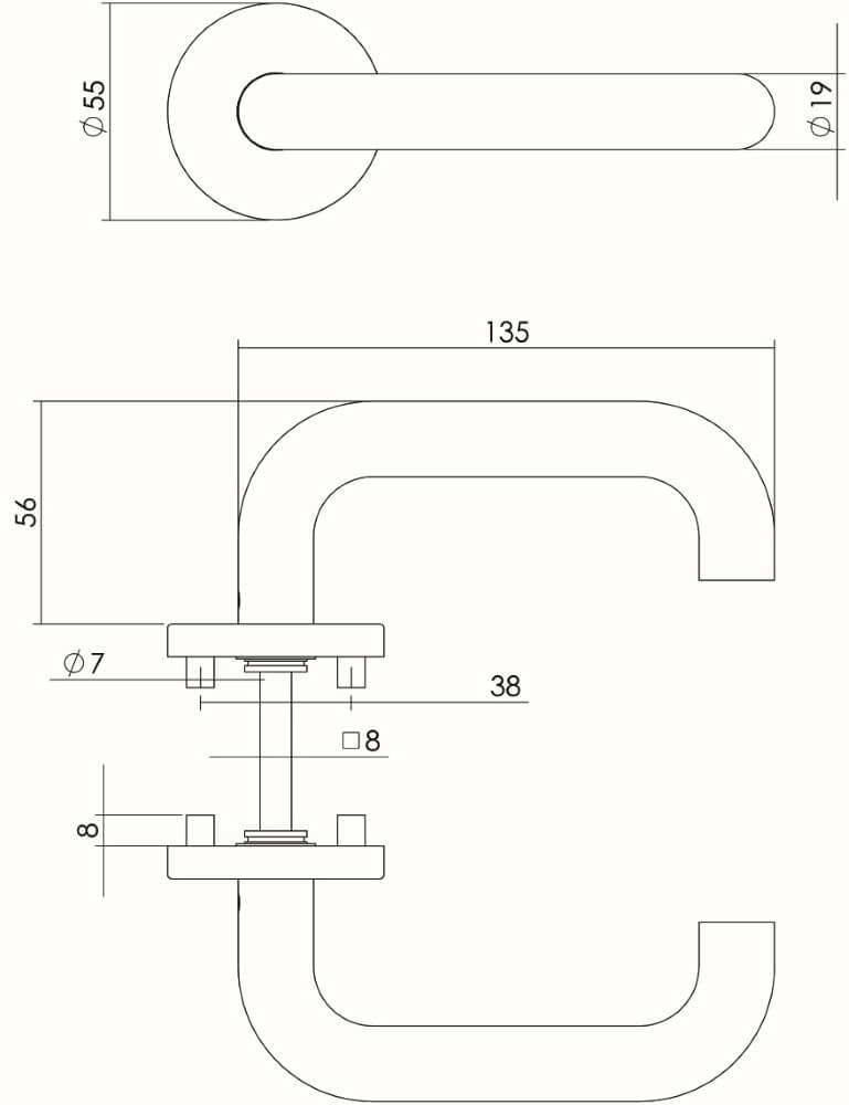 Door handle Rond on rosette stainless steel Intersteel 8714186087619