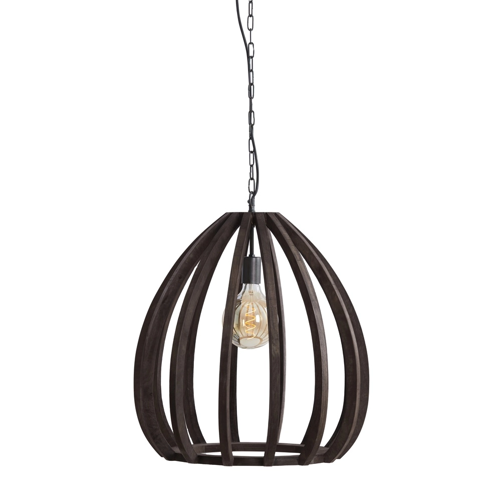 Wooden pendant lamp Barsia Ø 50cm - walnut color Light & Living 8717807701055