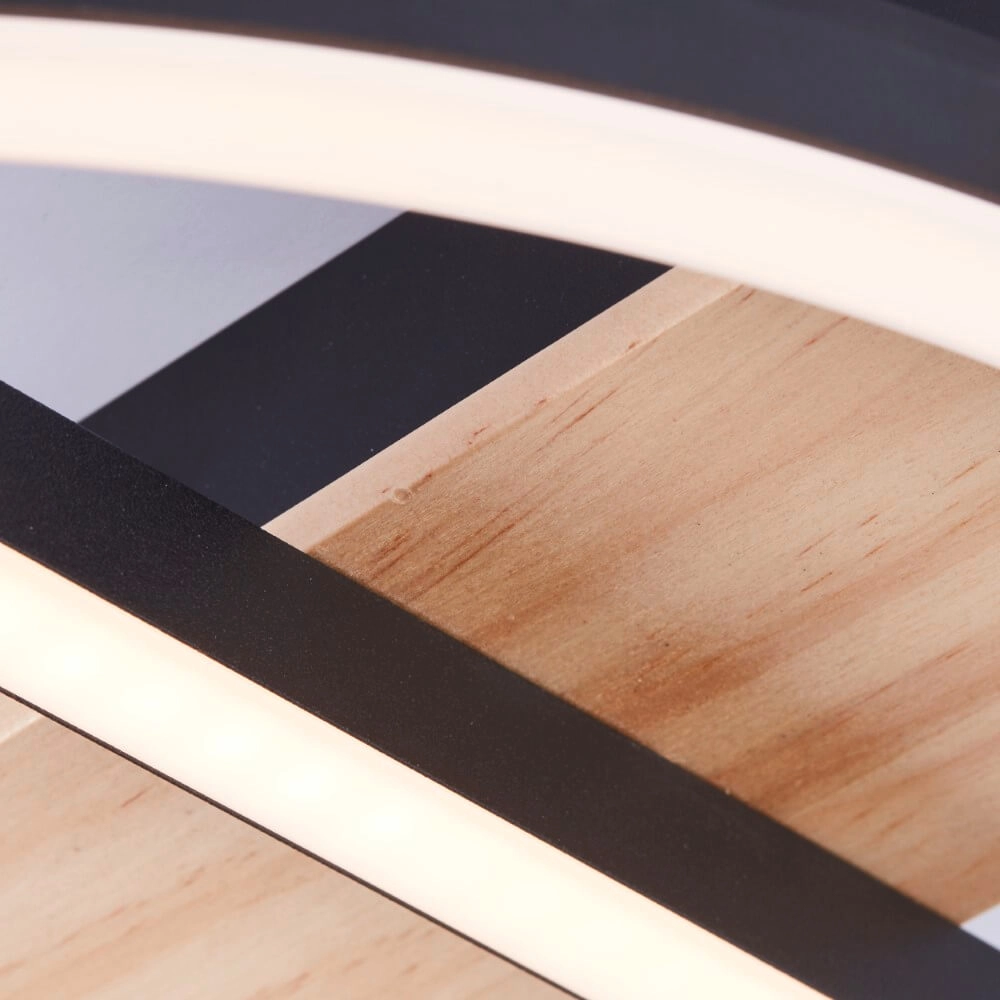 Ceiling light Maureen Ø 37cm with black square with wood Brilliant 4004353420092