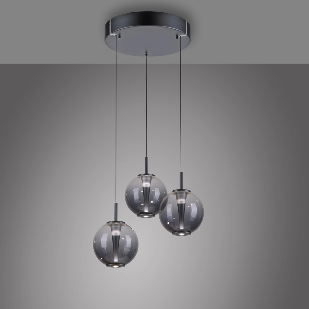 Vide pendant lamp Pure E-Infinty Mystic Grey with smoke glass Paul Neuhaus 4012248398173