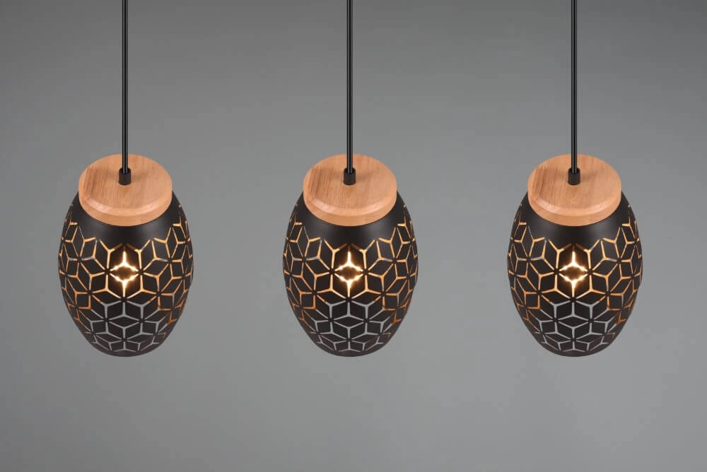 Black gold hanging lamp Bidar 3-light Trio 4017807574890