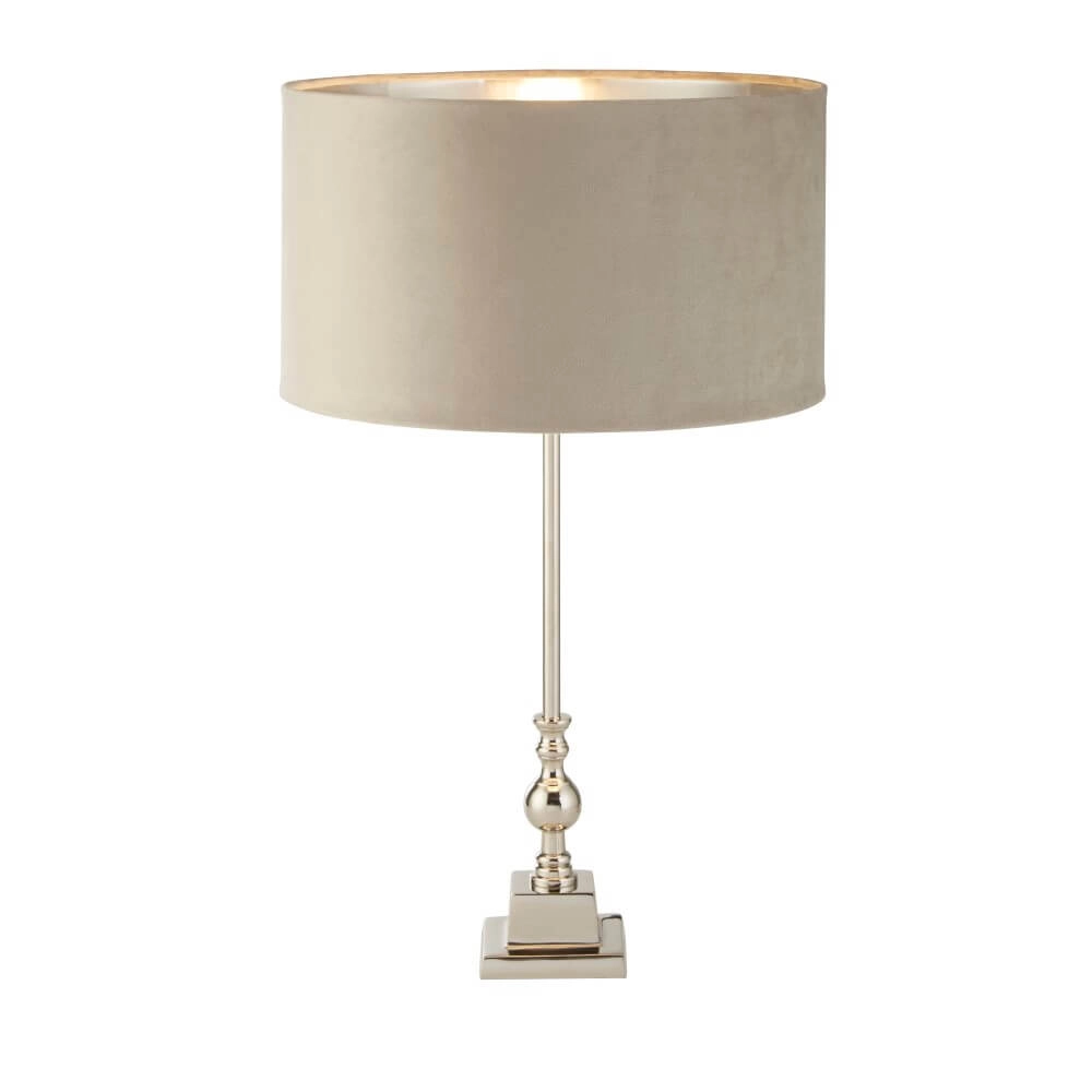 Table lamp chrome Whitby with taupe hood Searchlight 5053423257662