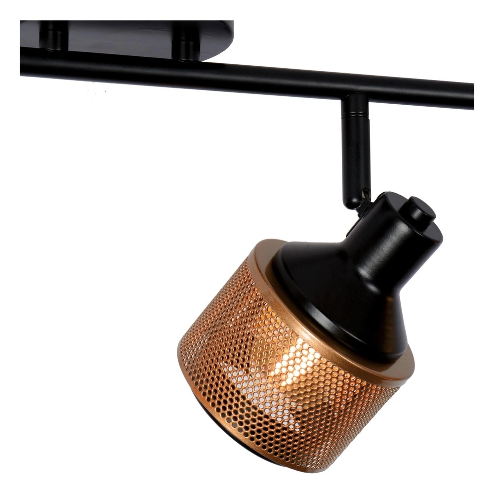 Ceiling lamp Rafa 4-light black with copper Lucide 5411212771308