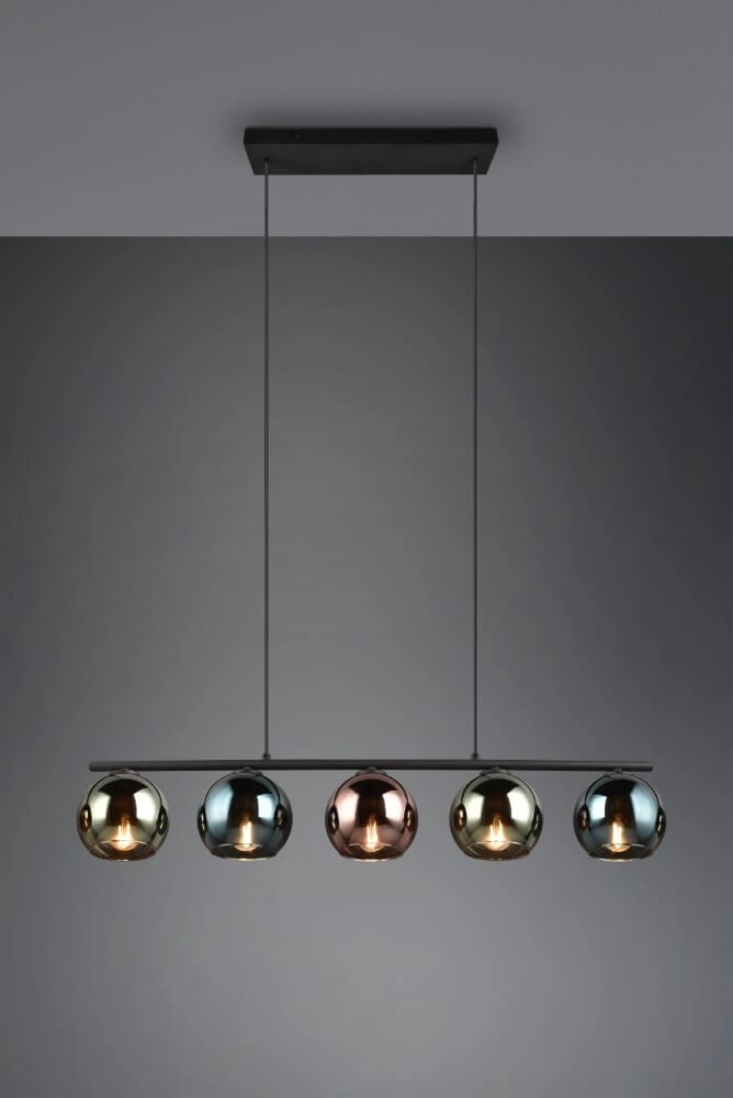 Design hanging lamp Sheldon black with smoke glass Trio 4017807585254