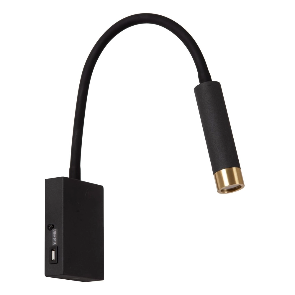Bedside lamp Alec black with USB port