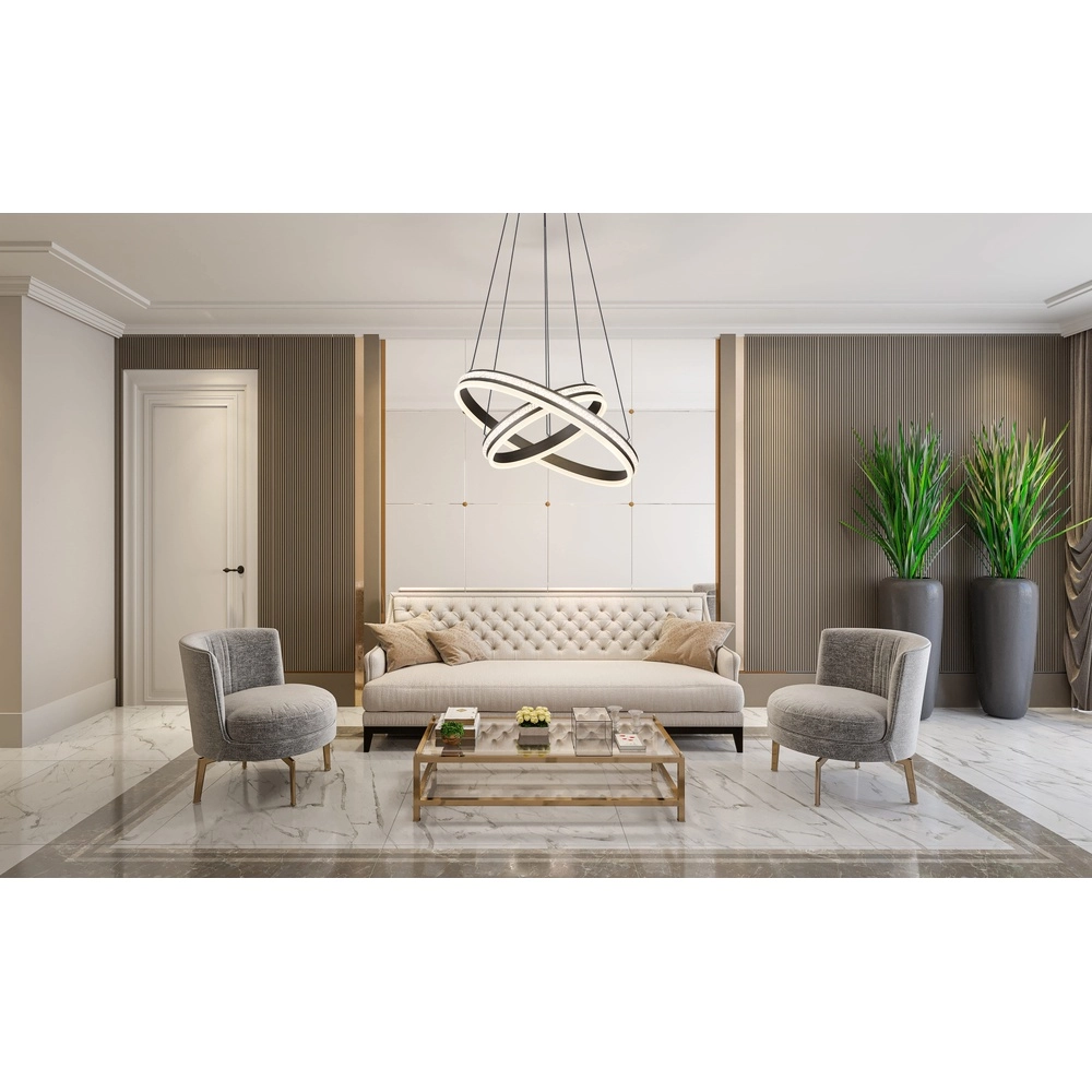 Design pendant lamp Grouni 2 rings titanium brushed Globo 9007371454990