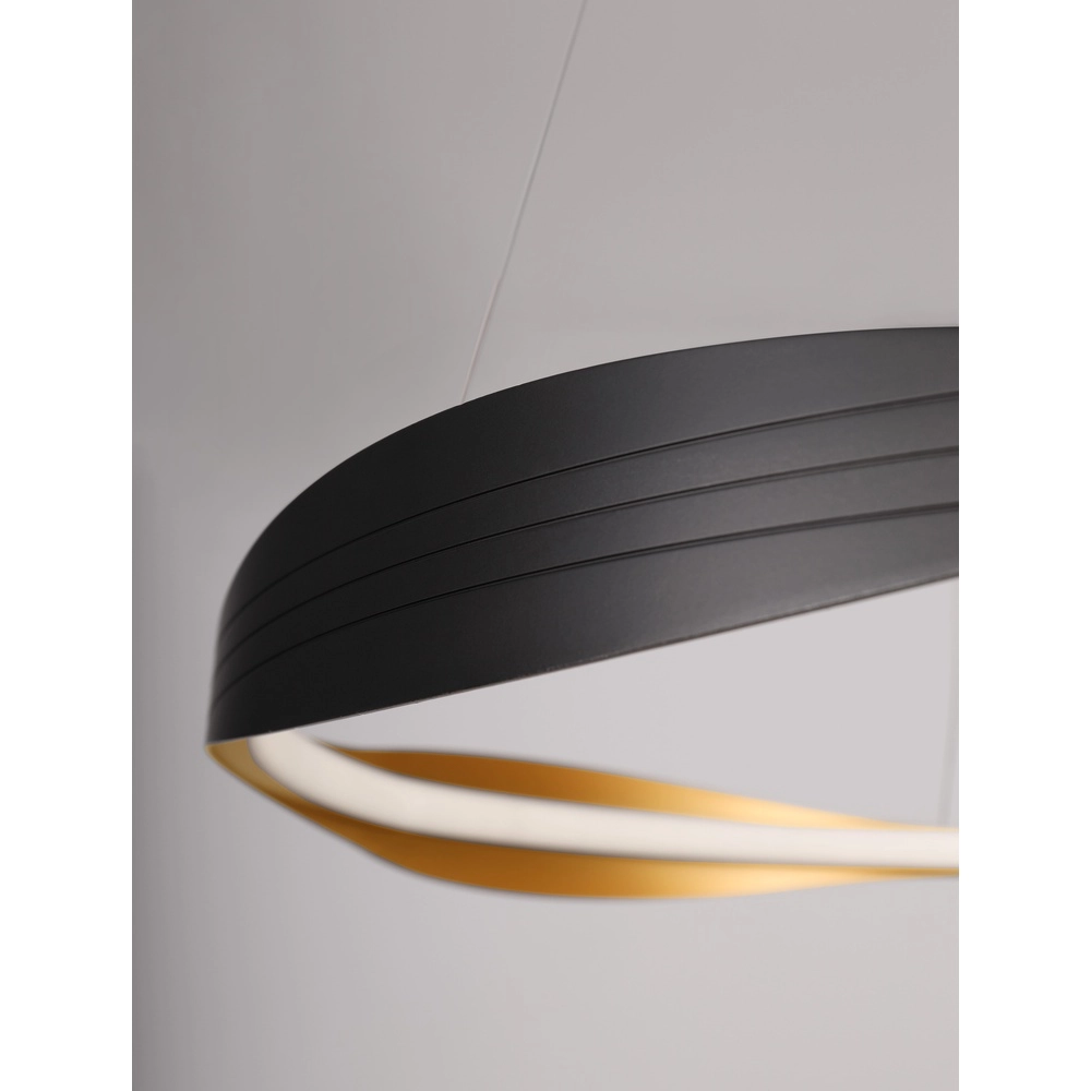 Design pendant lamp Dobi Ø 60cm black with gold Lyora 5212017450036