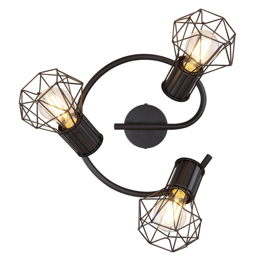 Round ceiling lamp Priska 3-light black Globo 9007371403172