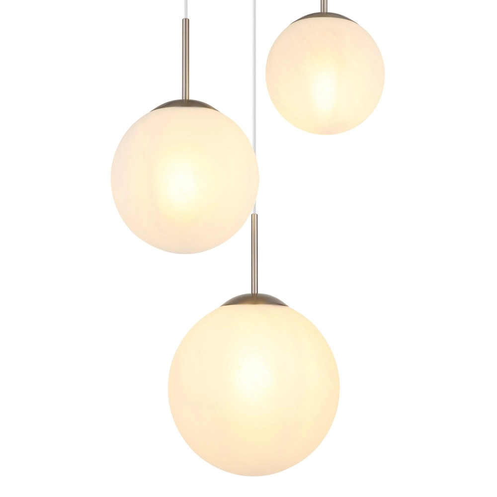 Design pendant lamp Kop nickel 3-light round Globo 9007371513994
