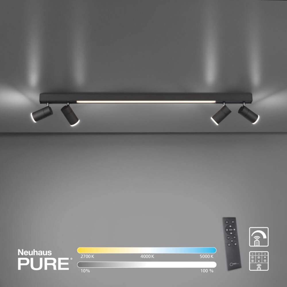 Sleek ceiling lamp Pure Lines Spot anthracite Paul Neuhaus 4012248366349