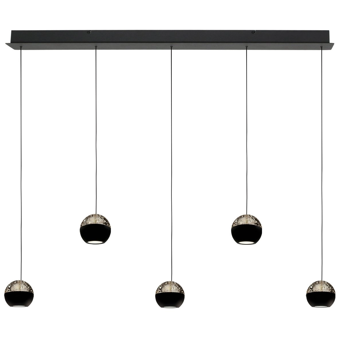 5-light dining table pendant lamp Belluno LED - Black with Glass Steinhauer 8712746183900