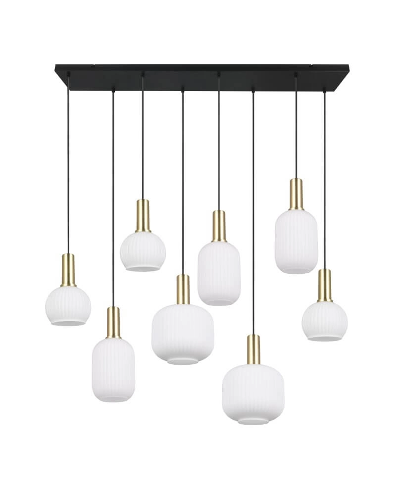 Dining room pendant lamp Diva 8-light - white glass Trio 4017807614527