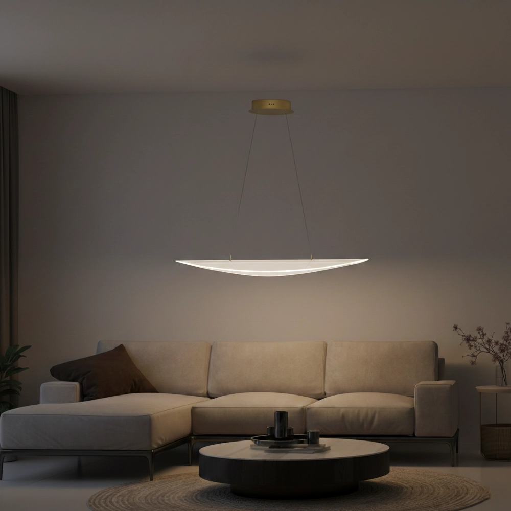 Pendant lamp Agos gold with plastic wide