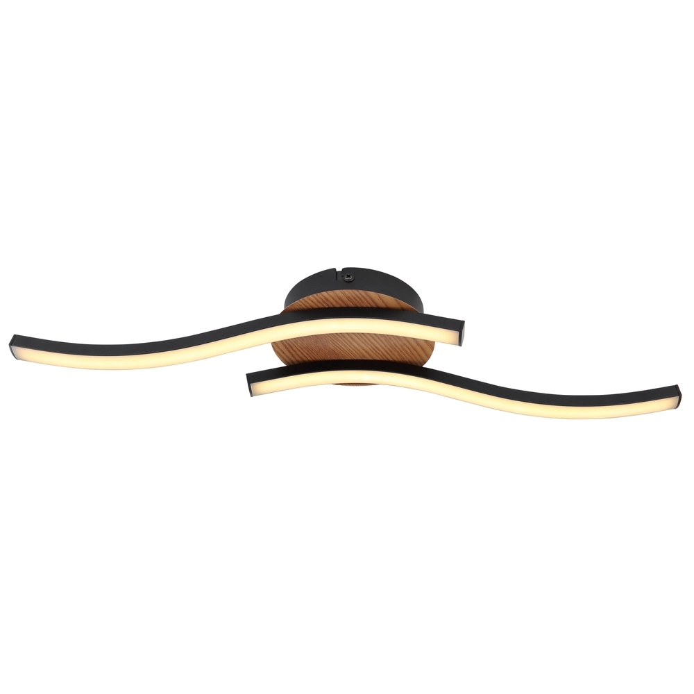 Black ceiling lamp Evita with wood Globo 9007371416172