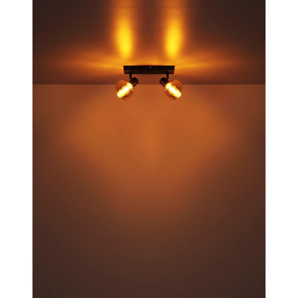 Black ceiling lamp Tokki 2-light amber smoke glass Globo 9007371455027