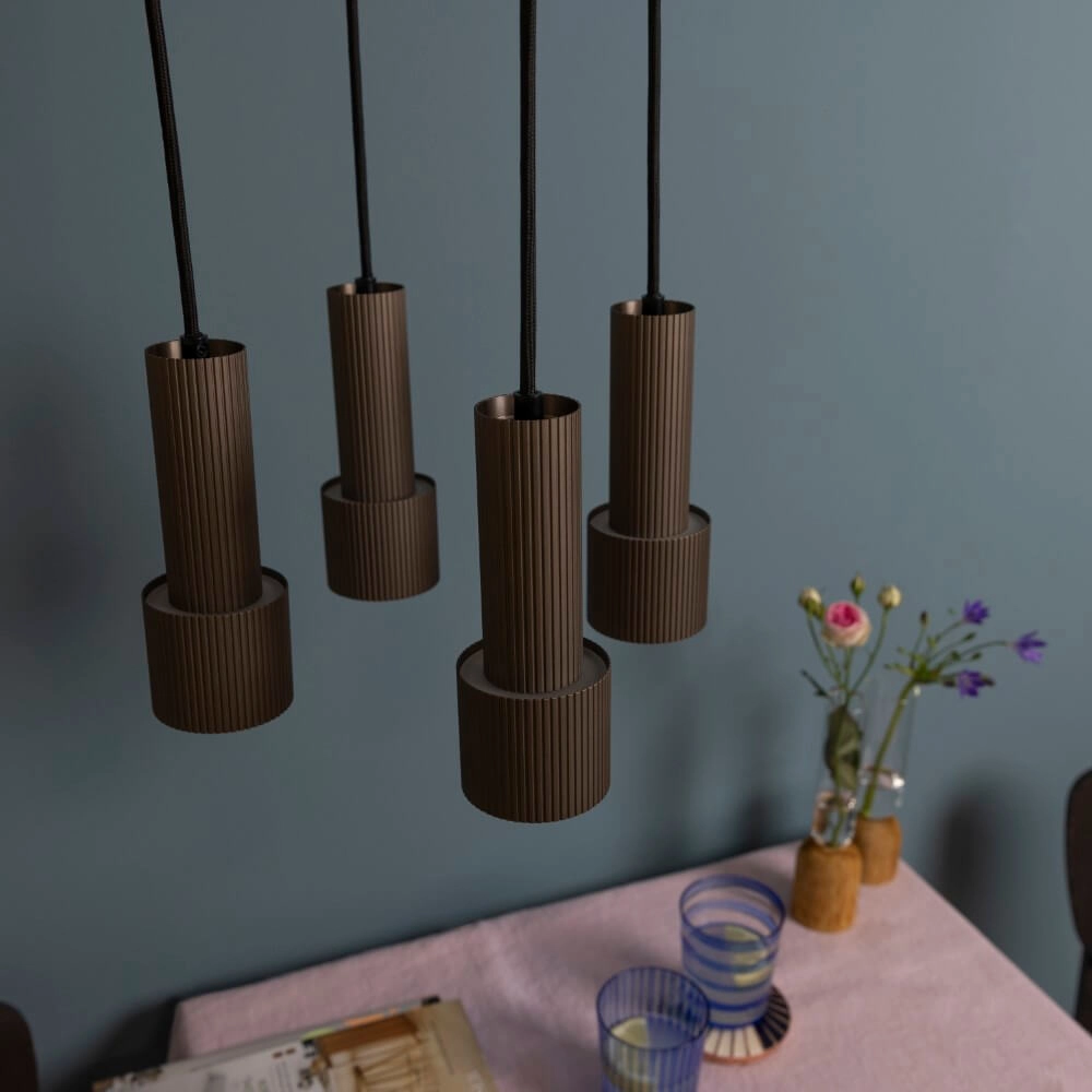 Round pendant lamp Cadiz 4-light black with bronze Brilliant 4004353446955