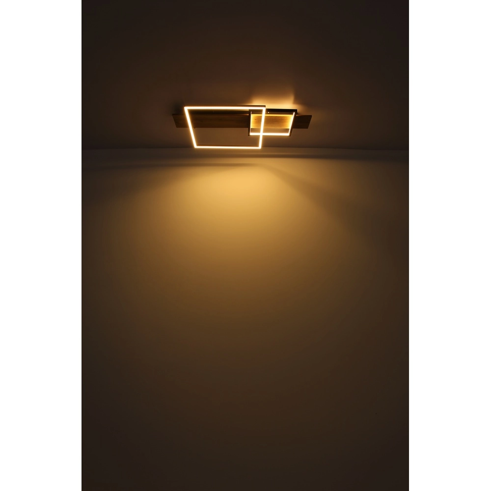Design ceiling lamp Vanni black with wood look 60cm Globo 9007371451081
