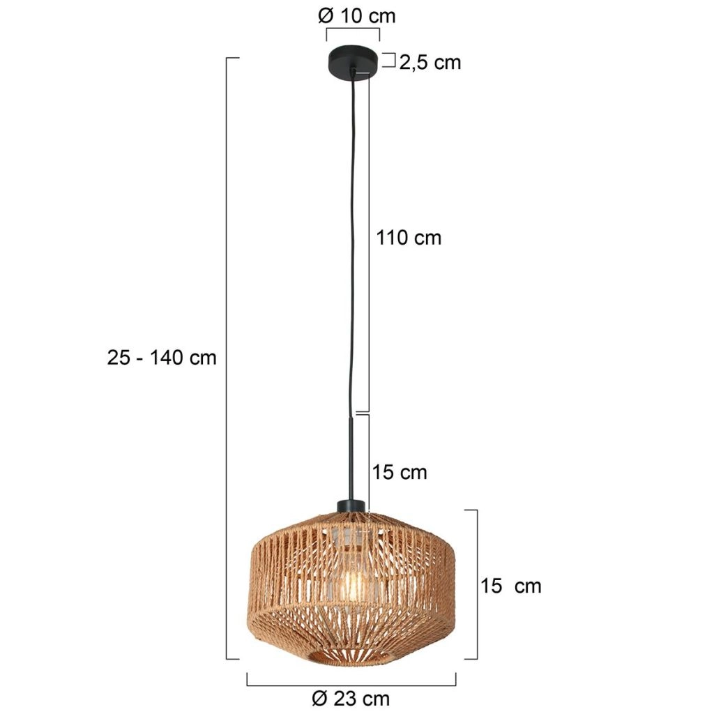 Pendant lamp Ropex with rattan shade Ø23cm Steinhauer 8712746182750