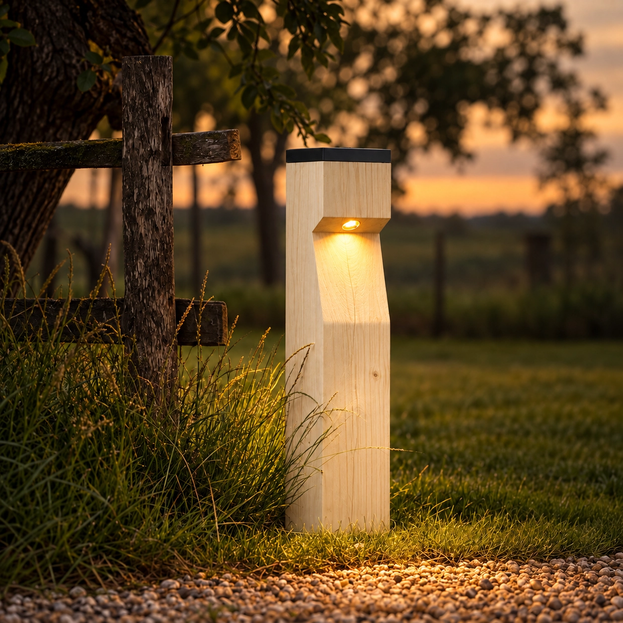 Wooden solar path lighting Eye Solar Accoya - 17.5x17.5x90 -2700K