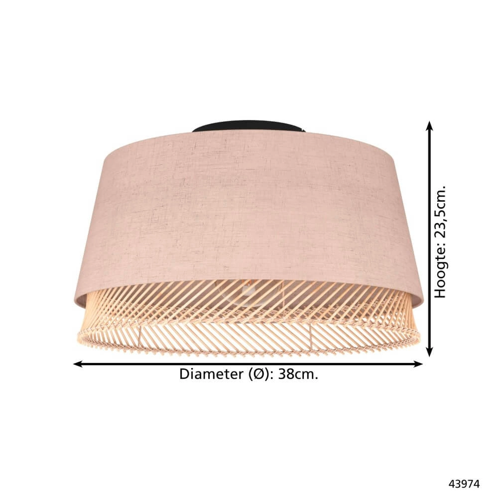 Ceiling lamp Tabley Ø 38cm - linen with rattan Eglo 9002759439743