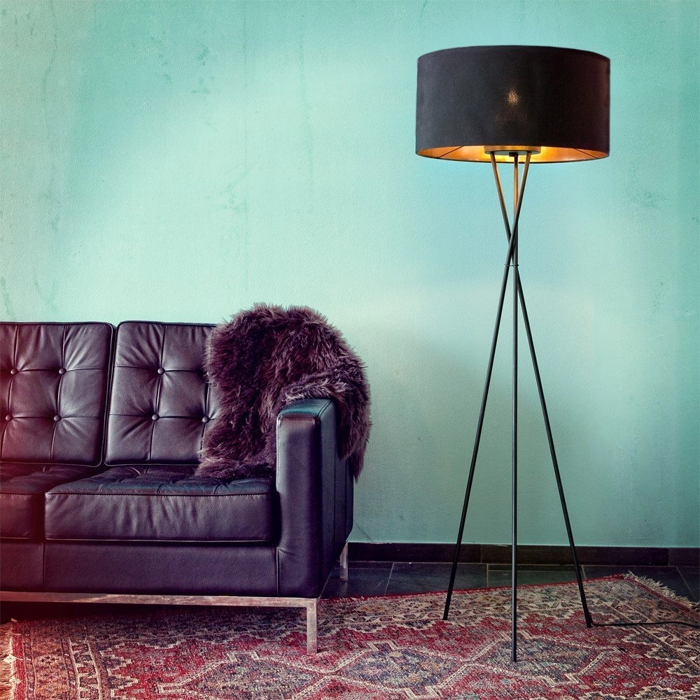 Floor lamp Fondachelli Tripod black with gold Eglo 9002759955410