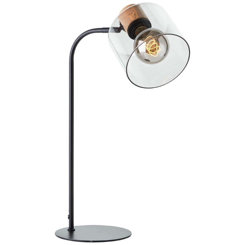 Table lamp Weald black with wood Brilliant 4004353419263