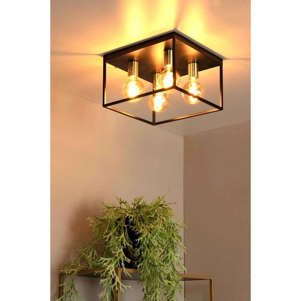 Ceiling lamp Ruben black 36cm square Lucide 5411212010919