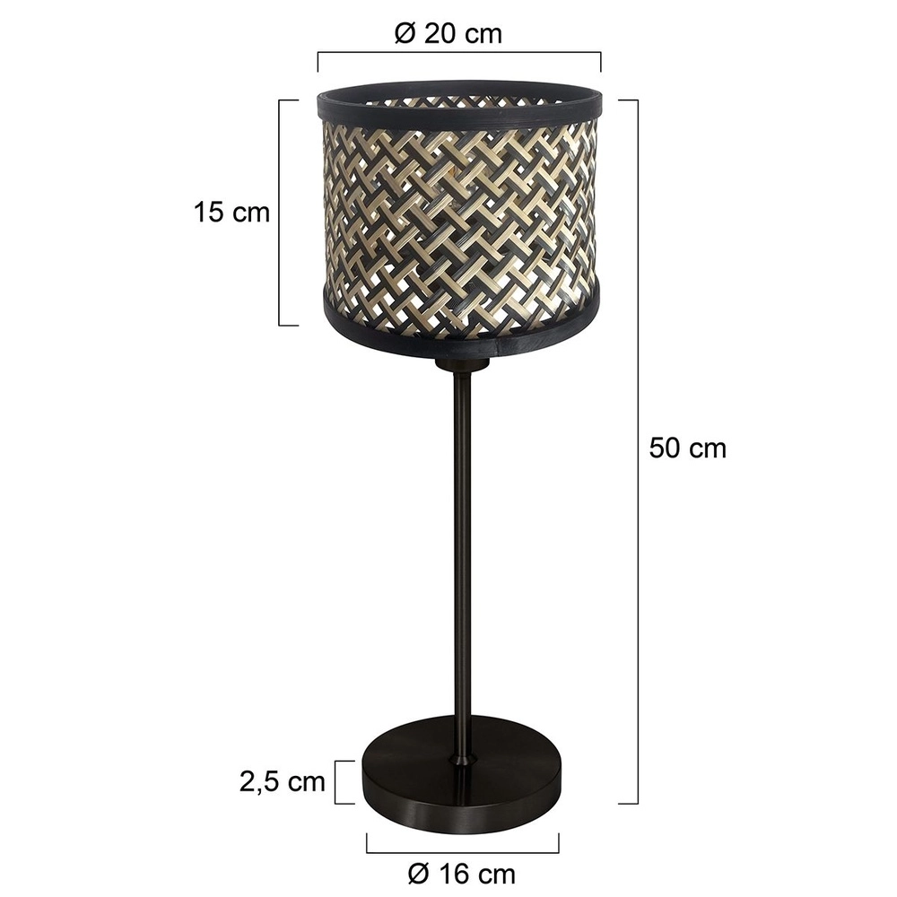 Black table lamp Noor with rattan and black hood Steinhauer 8712746182149