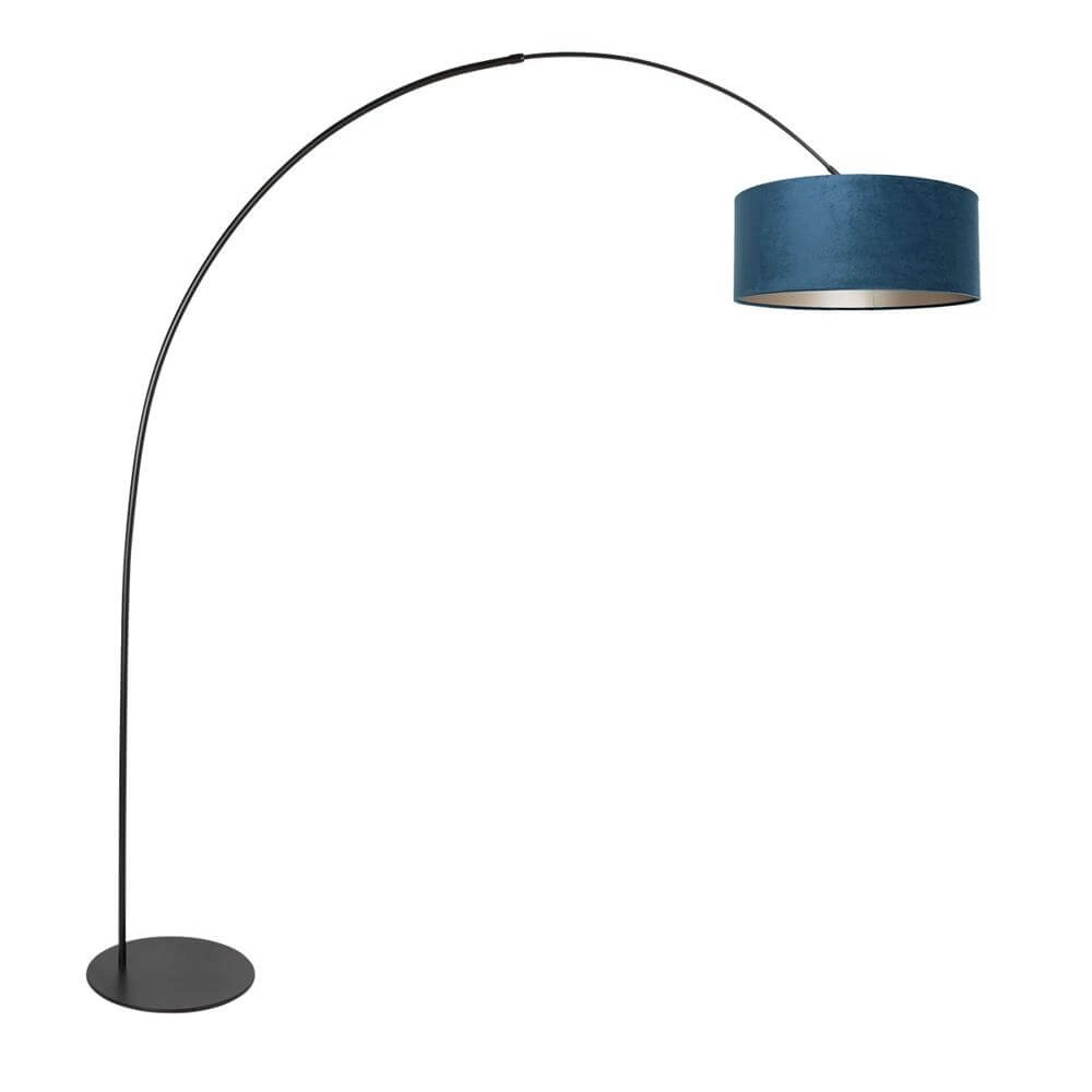 Floor lamp Curve black with blue shade Ø 50cm