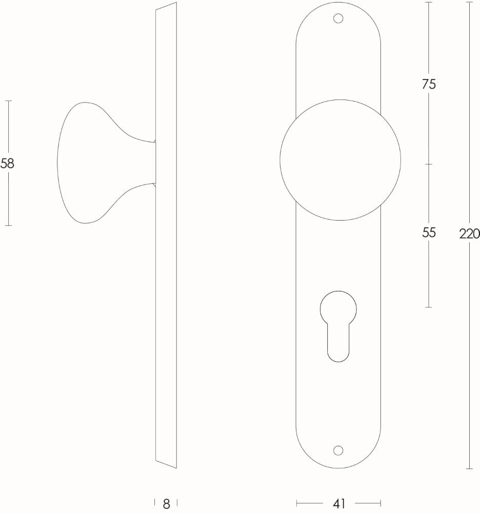 Doorknob Paddenstoel PC 55mm stainless steel Intersteel 8714186039717