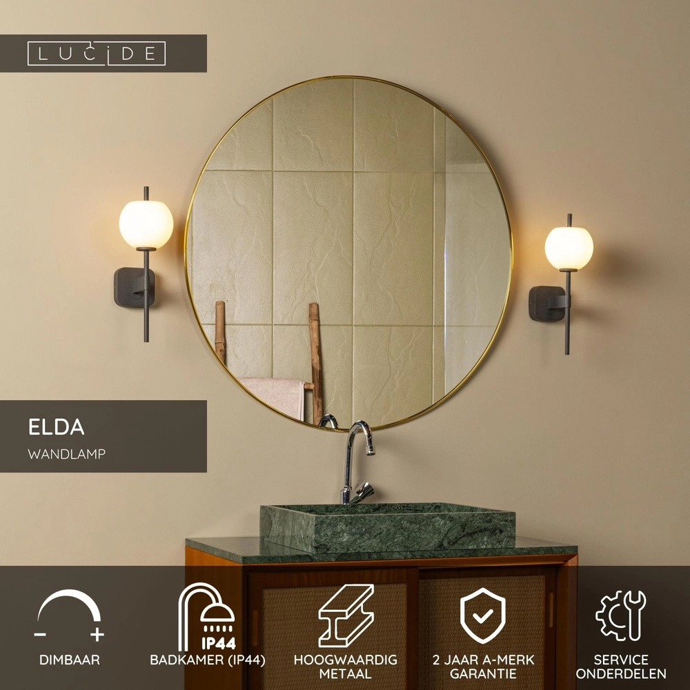 Wall lamp Elda Black Lucide 5411212040633