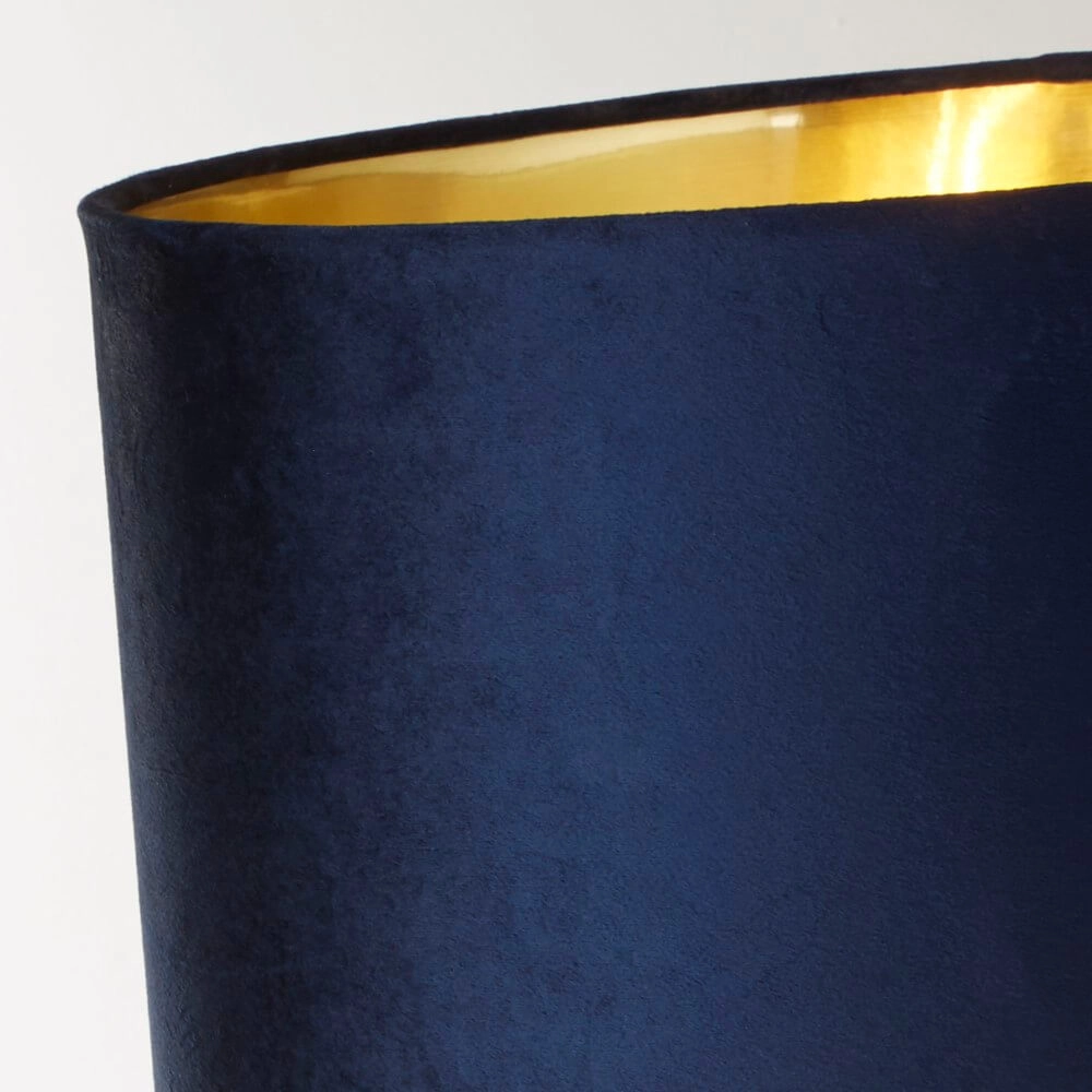 Golden table lamp Whitby with dark blue hood Searchlight 5053423257723
