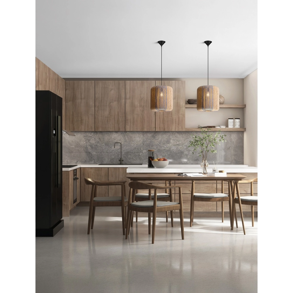 Pendant lamp Abby Ø 33cm blue with brown Lyora 5212017477316