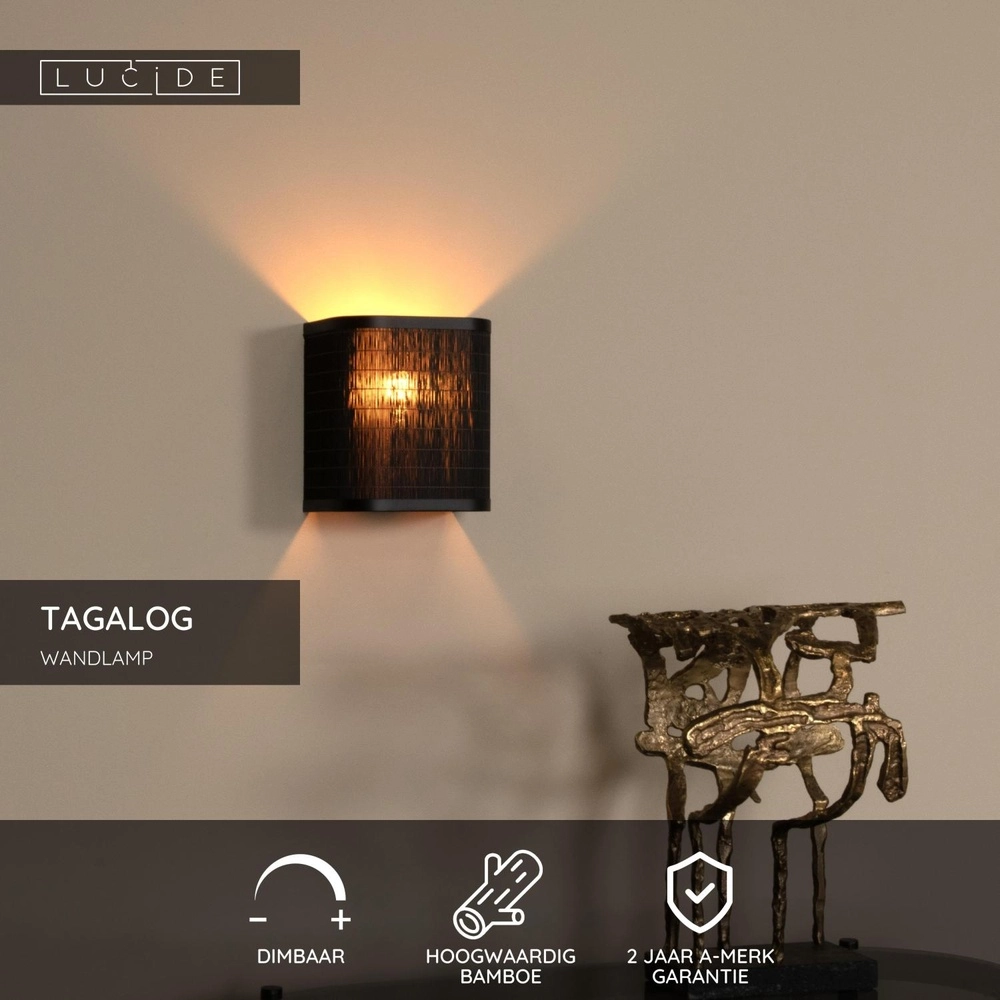 Wall lamp Tagalog Black Lucide 5411212211613