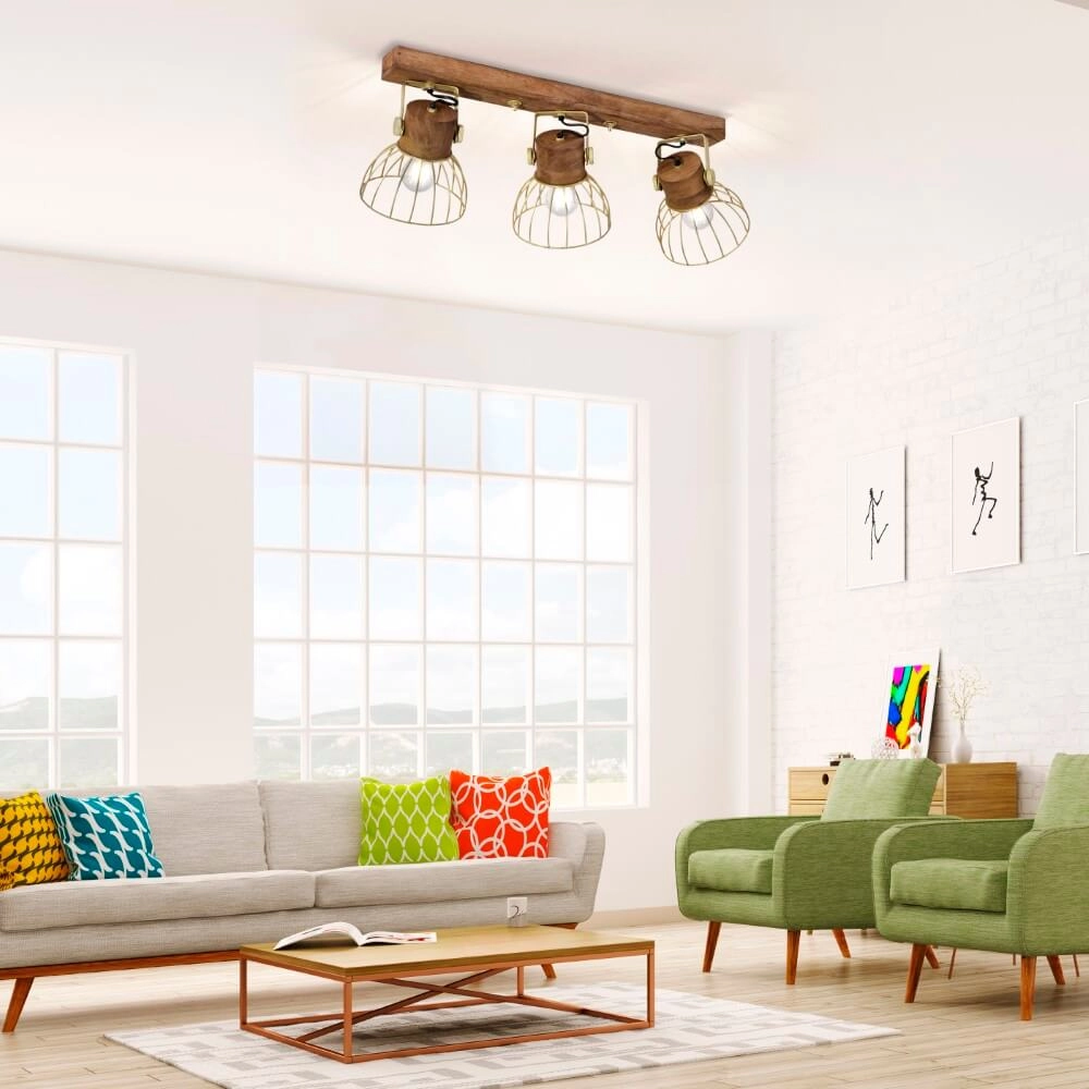Ceiling lamp Alami Brown brass 3-lights Just Light 4043689976231