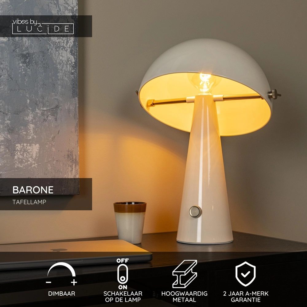 Table lamp Barone cream 38cm Lucide Vibes 5411212650108