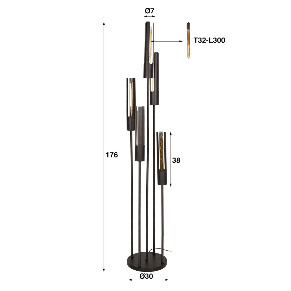5L floor lamp Tube black - E27 Lyora 8716803511330