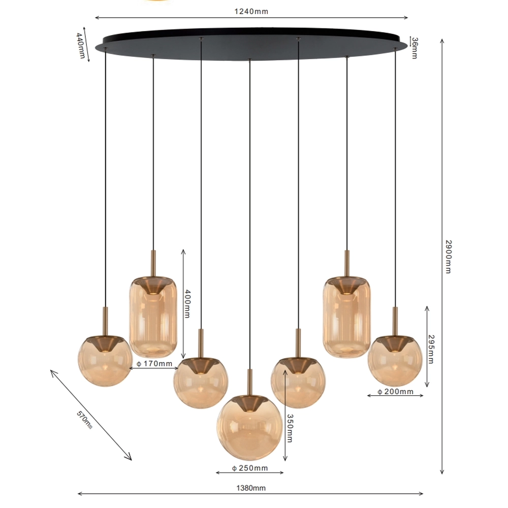 Dining room pendant lamp Yvonne 7-light ETH 8720195311645