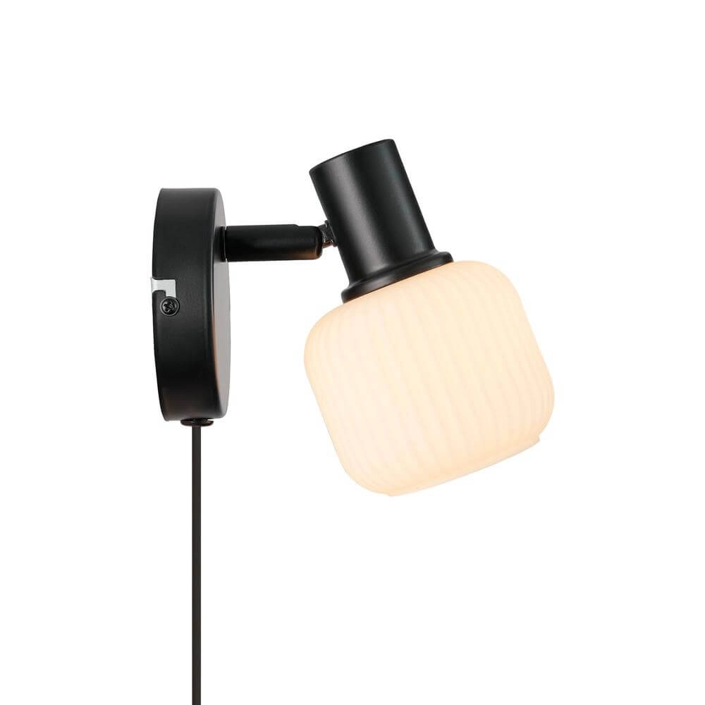 Black wall lamp Milford with white Nordlux 5704924018688