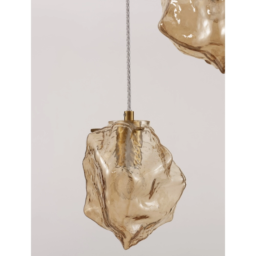 Pendant lamp Odelle 3-light gold with amber glass Lyora 5212017434395