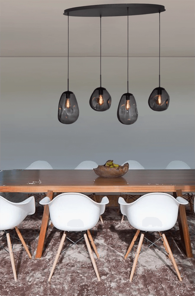 Hanging lamp Lava Oval 4x smoke glass Masterlight 8718121290102