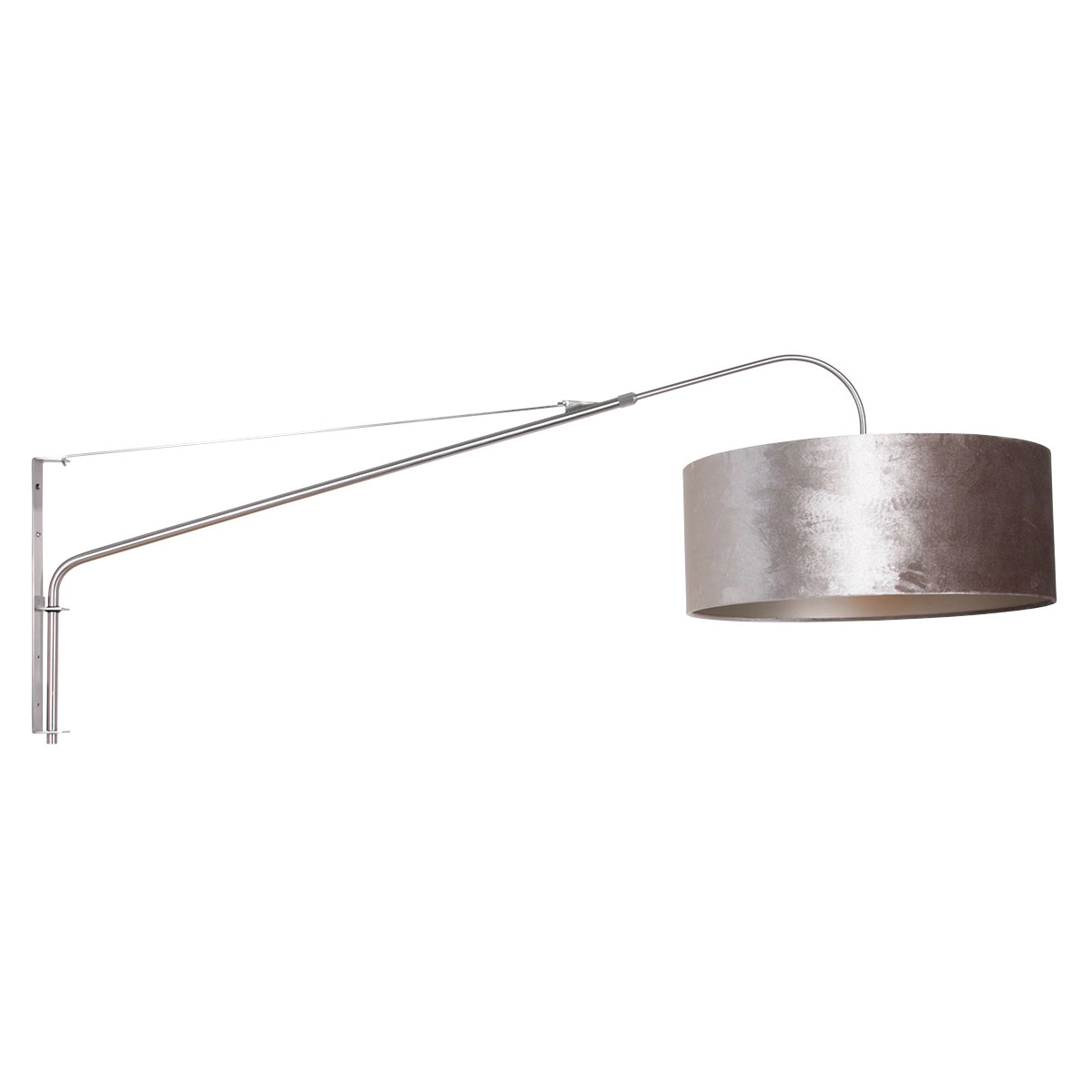 Wall lamp Elegant Classy 50cm stainless steel with taupe velvet shade