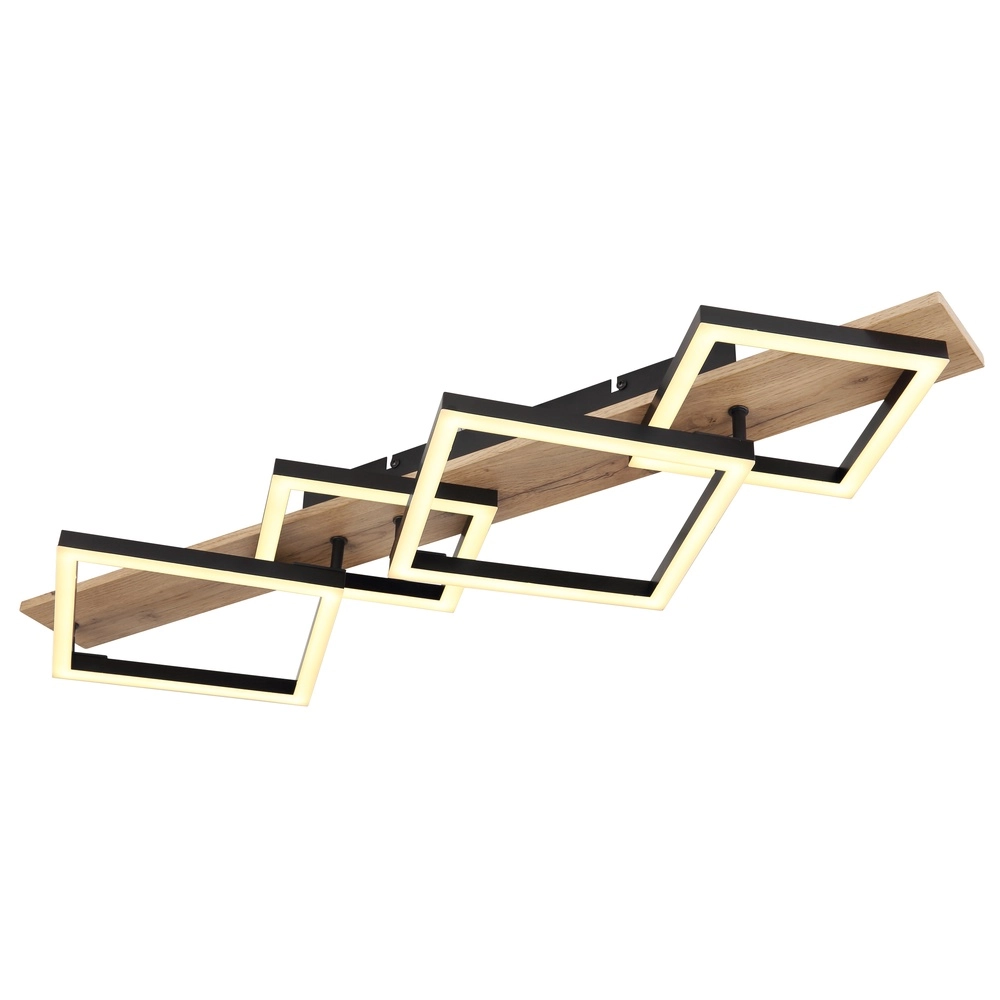 Ceiling lamp Beatrix 82cm squares black with wood