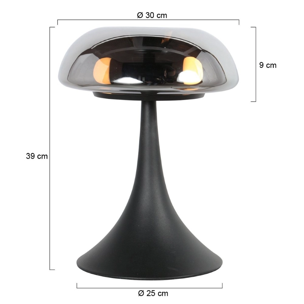 Table lamp Ancilla black with smoke glass