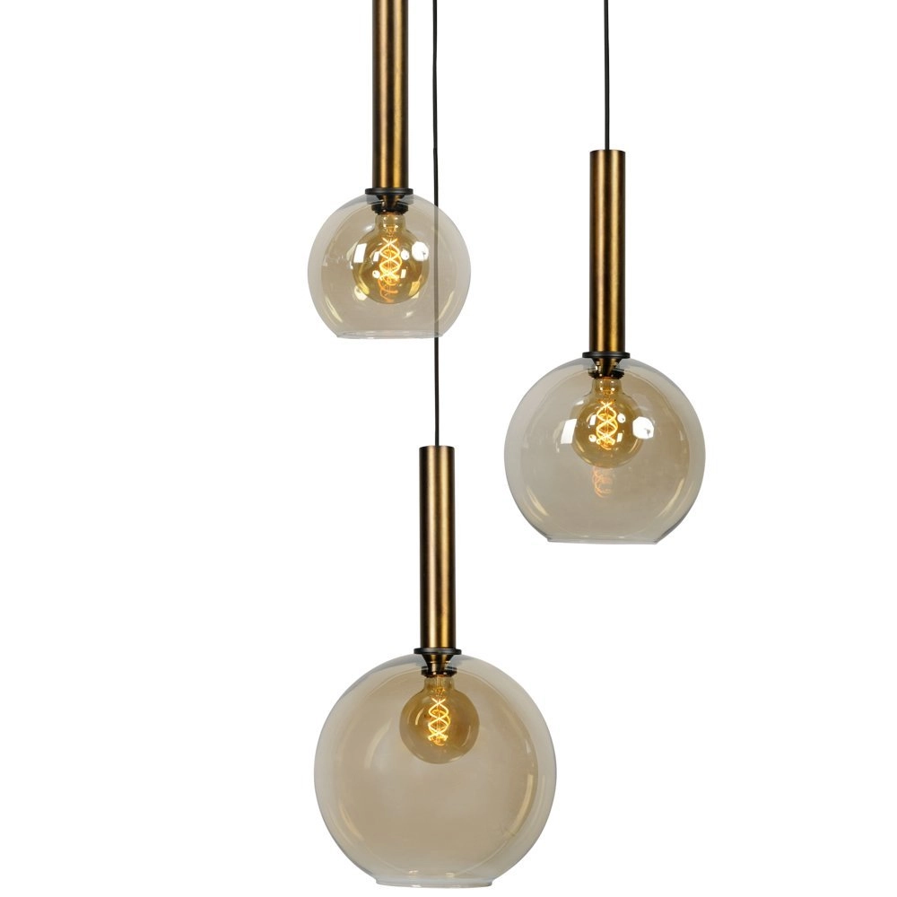 Black hanging lamp Bella 3-light with gold Masterlight 8718121255361