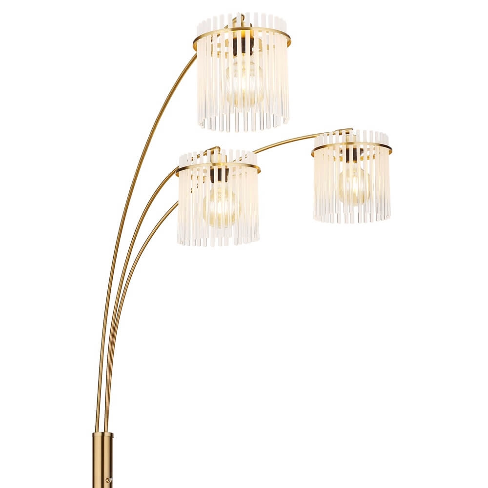 Golden floor lamp Gorley with glass 3-light Globo 9007371481019